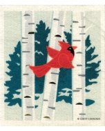 Cardinal Flying in Birch Dishcloth