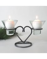 Danish Iron 2 Heart Candleholder