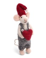 Felt Heart Mouse with Bibs Ornament