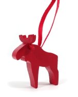 Red Wooden Moose Ornaments