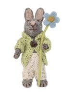 Small Gray Bunny with Jacket and Flower