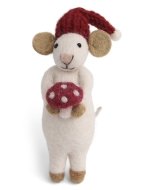 Wool Mouse's Mushroom Ornament