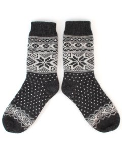 Charcoal Selbu Style Wool Socks