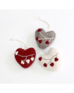 Felt Heart Ornament with Berries