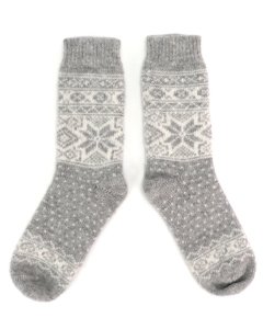 Gray Selbu Style Wool Socks