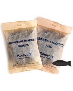 Kolsvart Swedish Candy - Gingerbread Spice Trees or Salty Licorice Fish Flavors - 4.2 Ounces (120 Grams)