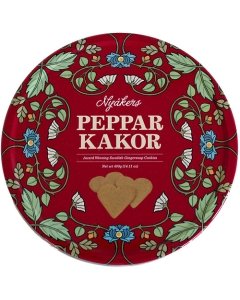 Nyakers Pepparkakor Hearts Cookies - Red Tin - 14 Ounces (400 Grams)