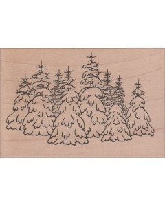 Snow Covered Trees Rubber Stamp