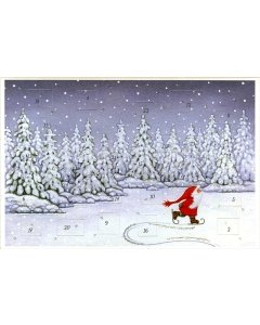 Skating Tomte Advent Calendar Card