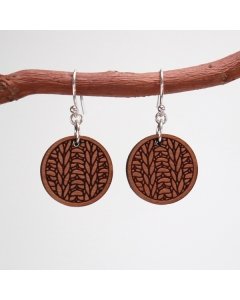 Wood Knit Round Earrings