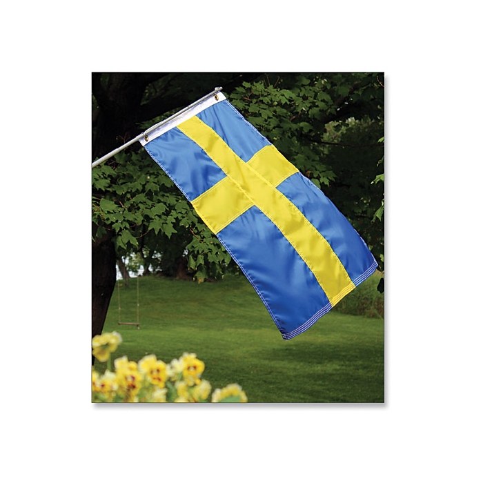 Realistic 3D Illustration. USA And Sweden. Waving Flags Of America And...