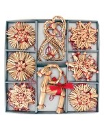 Straw Ornament Assortment Box of 34