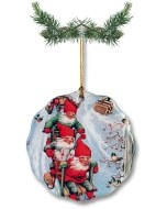 Ceramic Tomtar Sledding Ornament