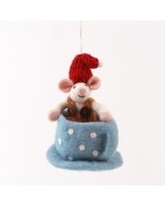 Mouse in Blue Coffee Cup