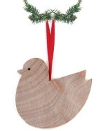 Natural Round Bird Ornament