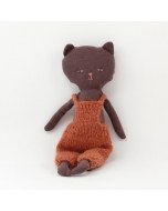 Plush Kitten in Overalls - Black