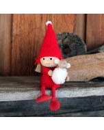 Sitting Tomte Girl with Lamb