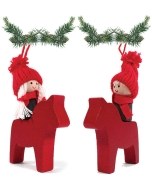 Tomte on a Dala Horse Ornaments