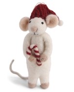 Wool Mouse's Candy Cane Ornament 