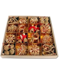 Straw Ornaments Assortment Box of 56
