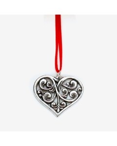 Acanthus Heart Pewter Ornament