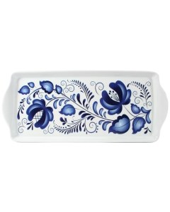 Blue Folk Art Almond Cake Tray