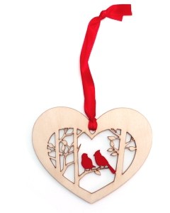 Cardinals in Heart Ornament