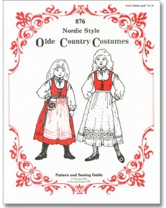 Girl's Nordic Folk Costume Pattern #876 Sizes 7-14