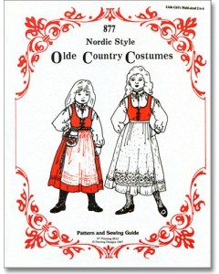 Little Girl's Nordic Folk Costume Pattern #877 Sizes 2-6