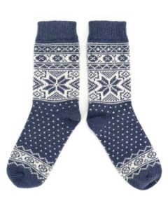 Denim Blue Selbu Style Wool Socks