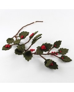 Large Felt Holly Branch 24"