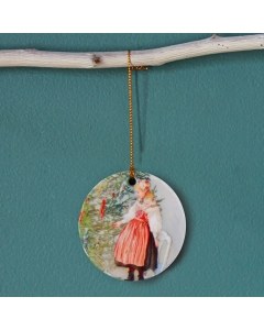 Girl at Tree Ceramic Ornament