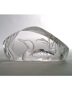 Mats Jonasson Loon Crystal Block