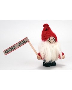 Tomte with God Jul Flag