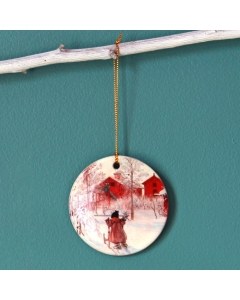 Kicksled Girl Ceramic Ornament