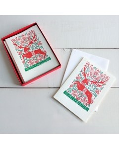 Letterpress Folk Deer Card Box