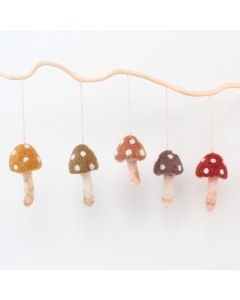 Natural Felt Mushroom Ornaments