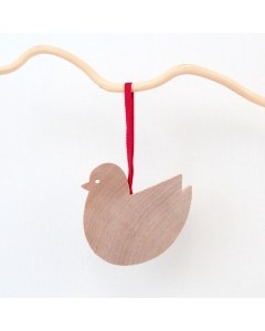 Natural Round Bird Ornament