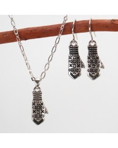 Nordic Mitten Necklace and Earrings