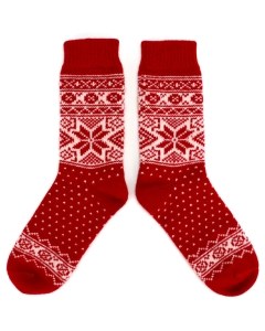 Red Selbu Socks