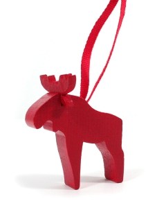 Red Wooden Moose Ornaments