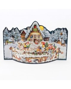 Santa in Sleigh with Elves Advent Calendar