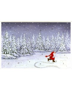 Skating Tomte Advent Calendar Card