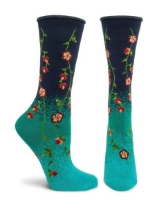 Tibetan Flowers Turquoise Socks