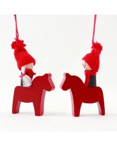 Tomte on a Dala Horse Ornaments