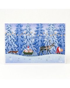 Tomte, Fox, and Reindeer Advent Calendar Card