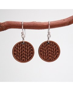 Wood Knit Round Earrings