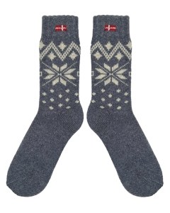 Wool Snowflake Socks - Denim