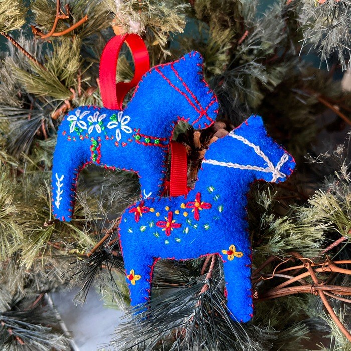 Embroidered Dala Horse Ornament